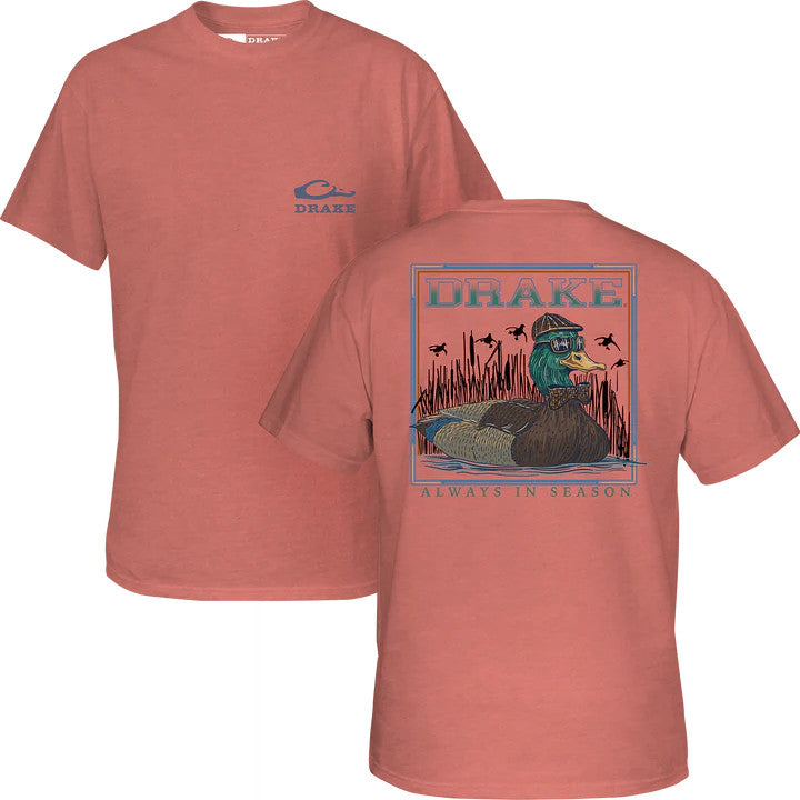 Drake Youth Mallard Bow Tie T-Shirt - Peach Echo Light Heather