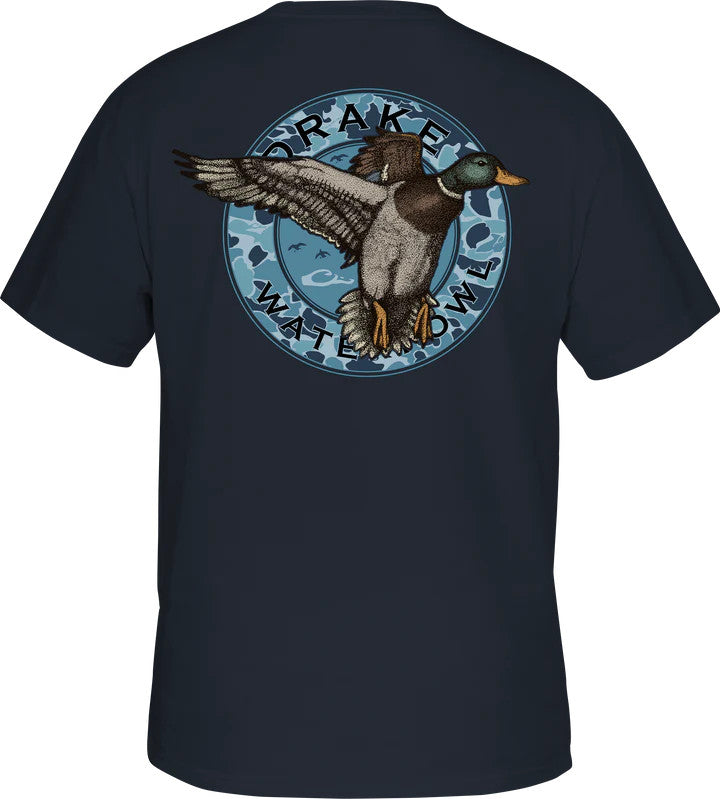 Drake Circle Mallard Tee - Vintage Indigo Black Heather