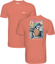 Drake Pop Art Wood Duck with Sunglasses Short Sleeve Tee - Peach Echo Light Heather