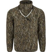 Drake Waterfowl MST Camo Camp Fleece 1/4 Zip - Bottomland