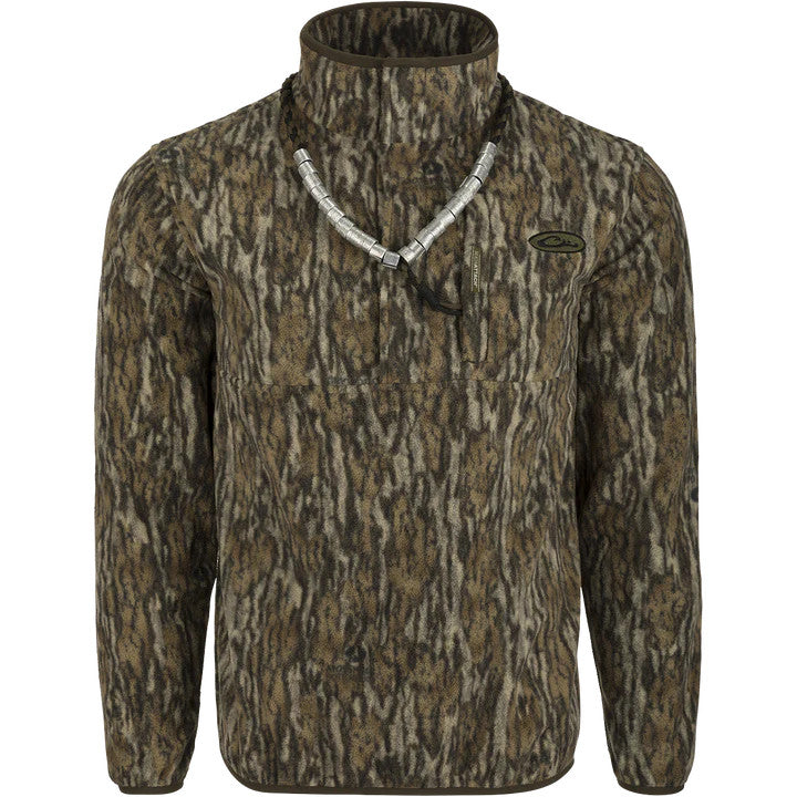 Drake Waterfowl MST Camo Camp Fleece 1/4 Zip - Bottomland
