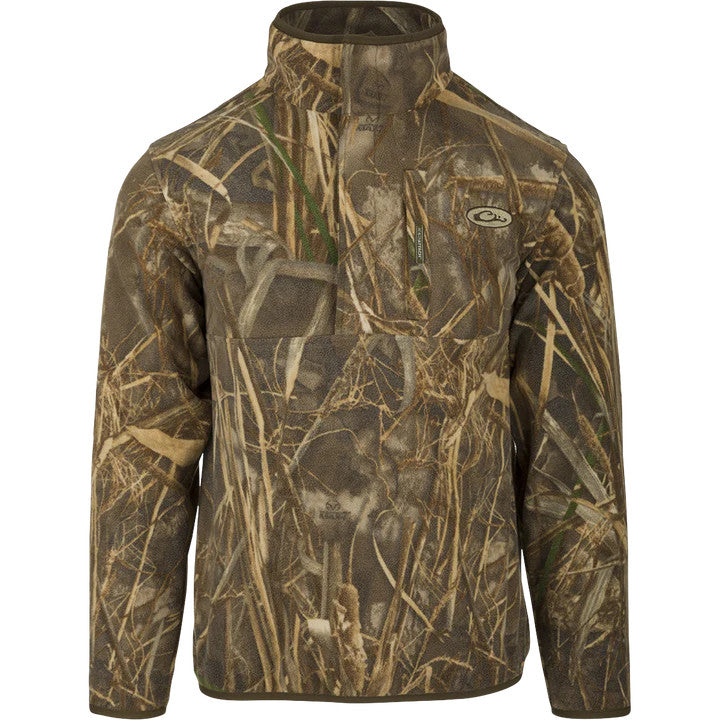 Drake Waterfowl MST Camo Camp Fleece 1/4 Zip - Realtree Max-7