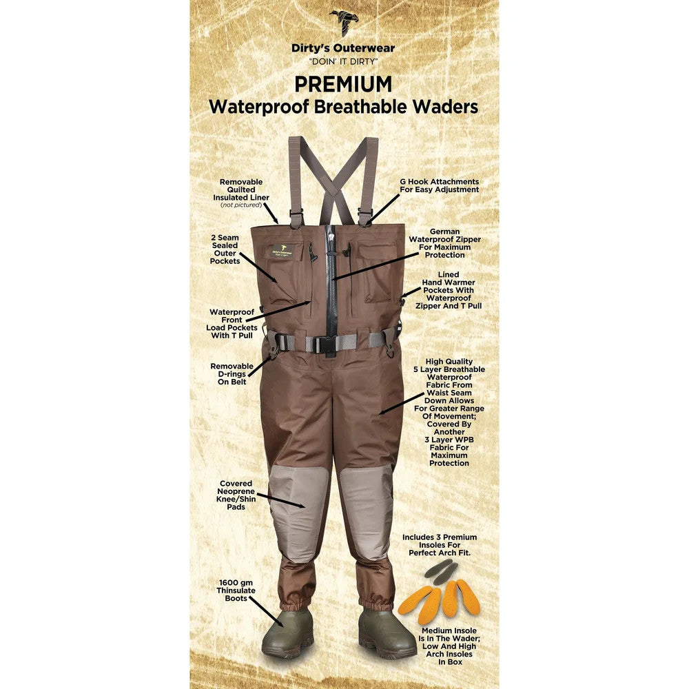 Dirty's Outerwear Brown Waders