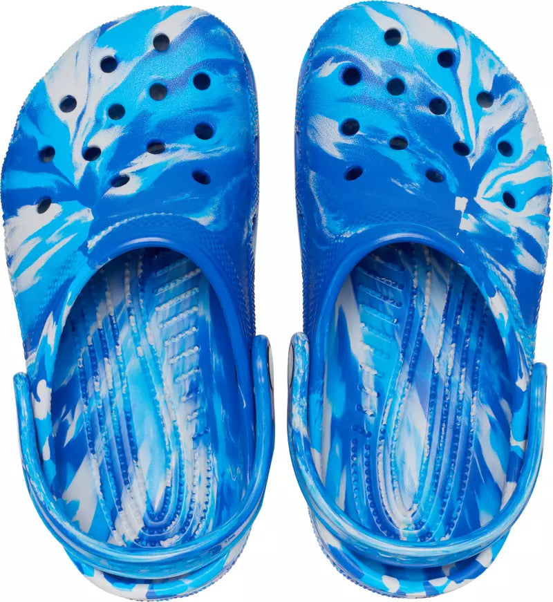 Crocs Toddler Classic Marbled Clog - White/Bright Colbalt