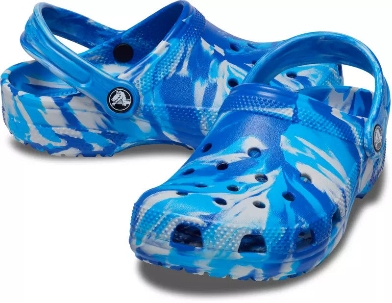 Crocs Toddler Classic Marbled Clog - White/Bright Colbalt
