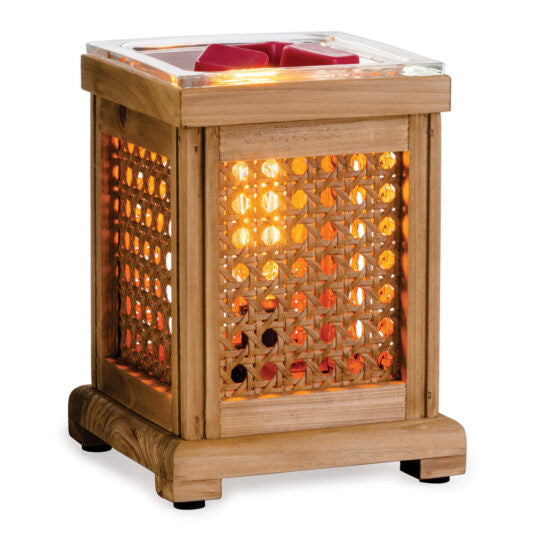 Candle Warmers Etc. Wood & Cane Vintage Style Bulb Illumination Fragrance Warmer