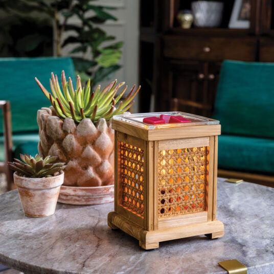 Candle Warmers Etc. Wood & Cane Vintage Style Bulb Illumination Fragrance Warmer