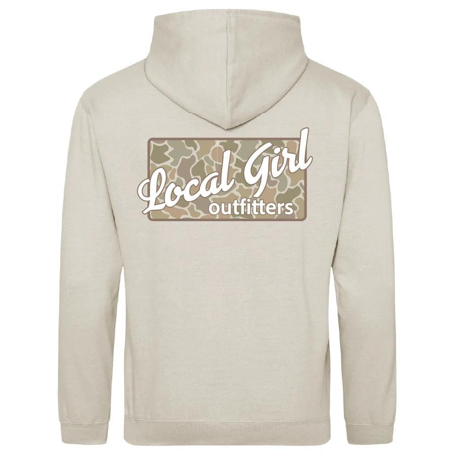 Local Girl Youth Brushwood Hoodie Forest Camo Desert Plate - Natural Stone