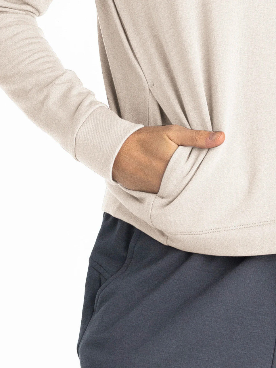 Free Fly Women's Bamboo Lightweight Fleece Cropped Hoodie - Stone