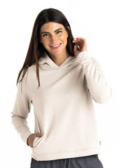 Free Fly Women's Bamboo Lightweight Fleece Cropped Hoodie - Stone