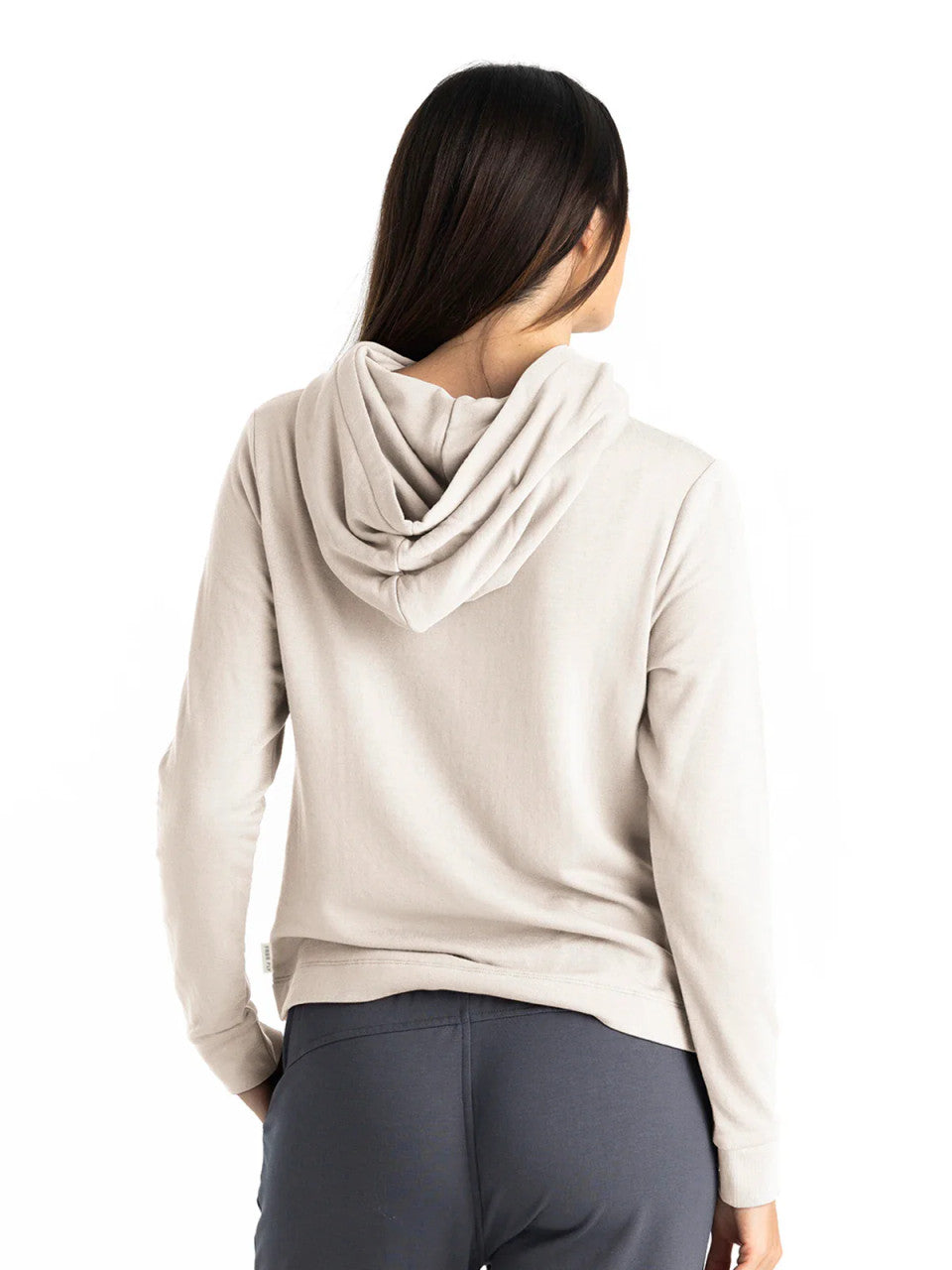Free Fly Women's Bamboo Lightweight Fleece Cropped Hoodie - Stone