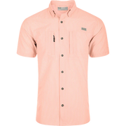 Drake Frat Seersucker Striped Button-Down Short Sleeve Shirt - Pearl Peach Tonal