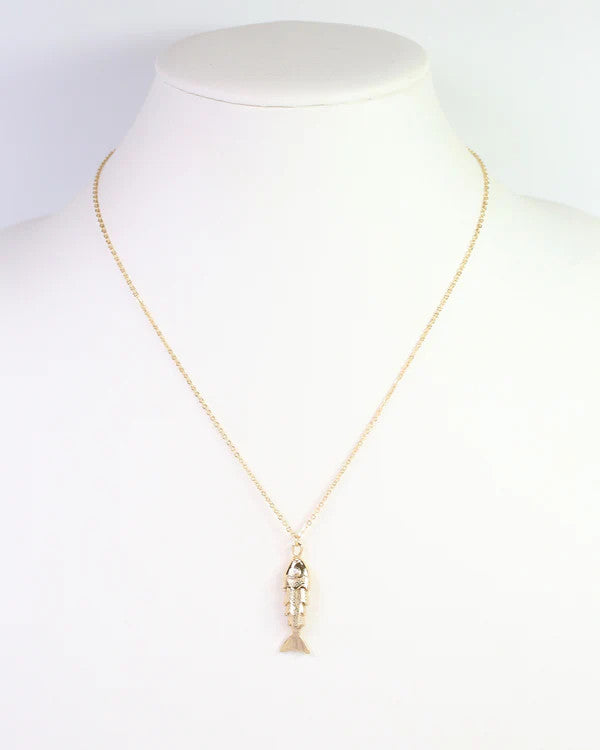 Caroline Hill Genoa Fish Pendant Necklace - Gold
