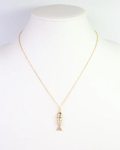Caroline Hill Genoa Fish Pendant Necklace - Gold