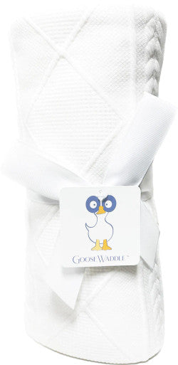 GooseWaddle White Knit Blanket