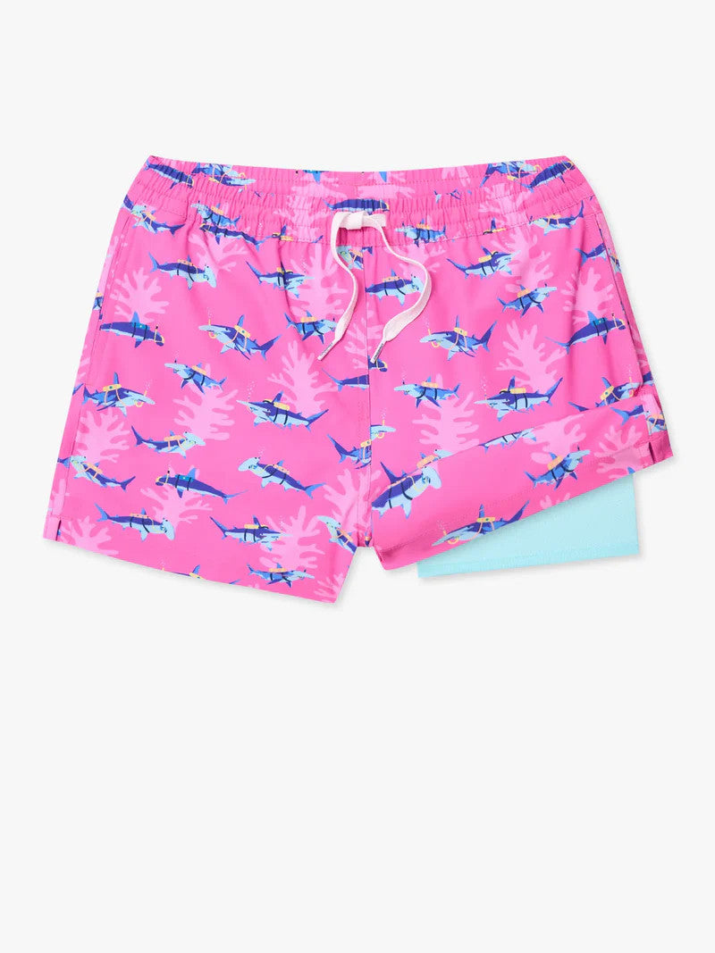 Chubbies Boy Lined Classic Swim Trunks - The Great Pink Sharks