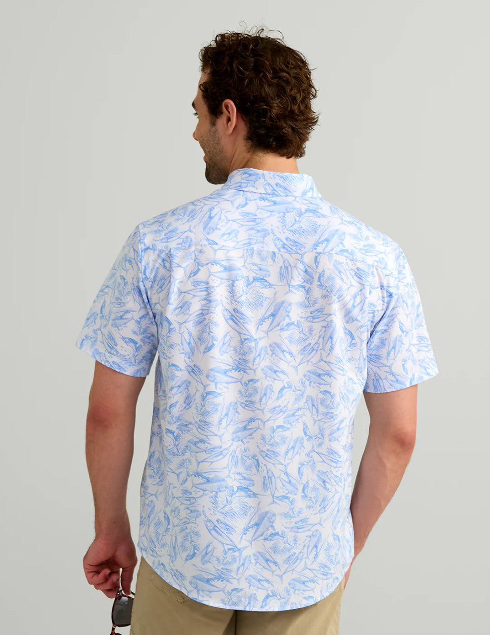 Huk Men's KC Kona Button Down - Regatta Fish Chaos