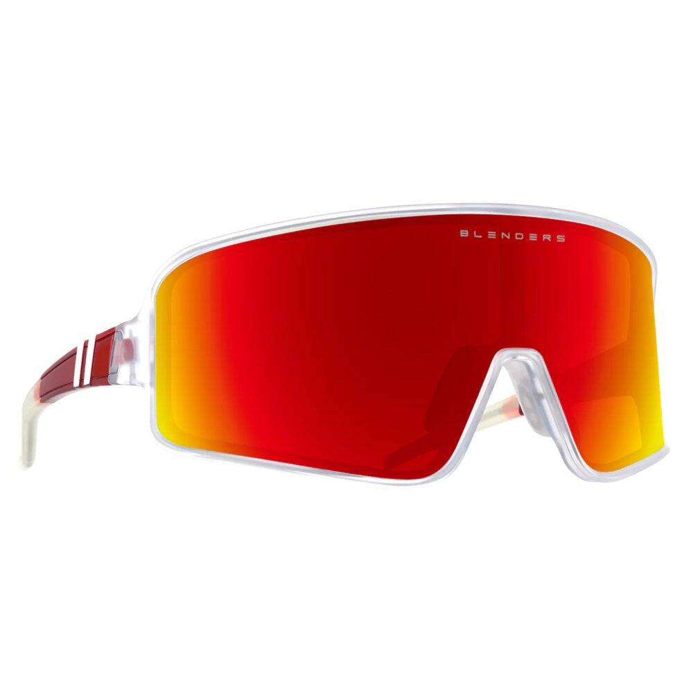 Blenders Eclipse Hot Rageous Polarized Sport Sunglasses – Crystal Clear Frame/Red Mirrored