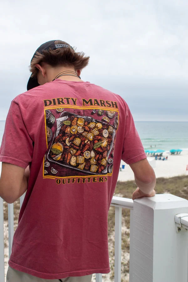 Dirty Marsh Outfitters Men's Crawfish Boil Tee - Brick