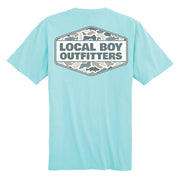 Local Boy Men's Fish Camo Diamond Crest T-Shirt - Aqua