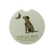 Local Boy Brush Camo Dog & Moon Car Coaster - Silver