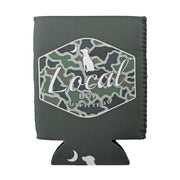 Local Boy Dog & Moon Camo Badge Koozie