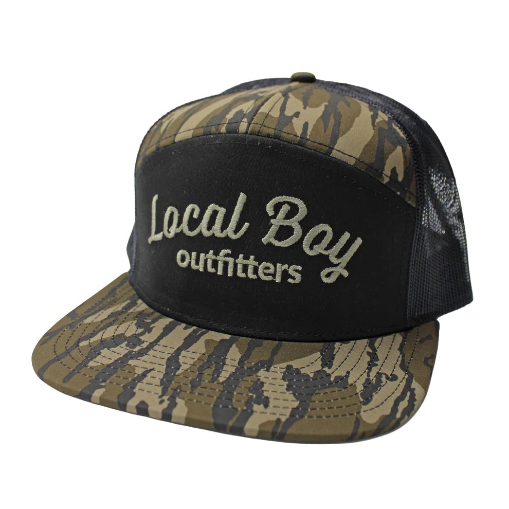 Local Boy Men's Simple Script 7 Panel Hat - Mossy Oak Bottomland