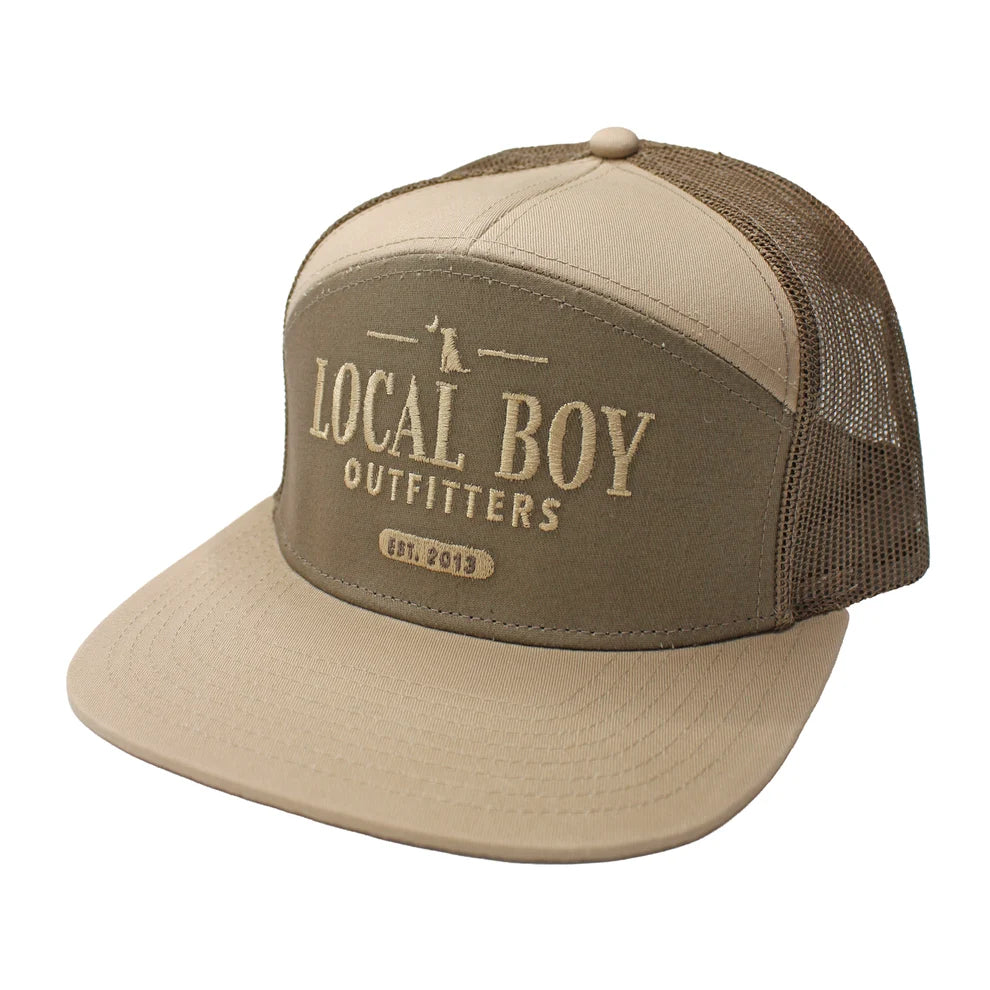 Local Boy Men's Lucky Text 7 Panel Hat - Dark/Dark Tan