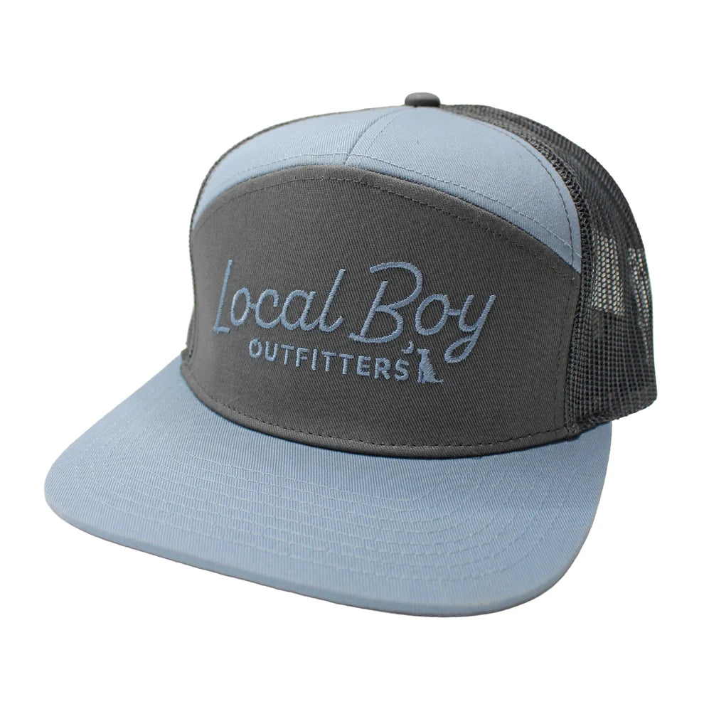 Local Boy Men's Modern Script 7 Panel Hat - Light Gray/Gray