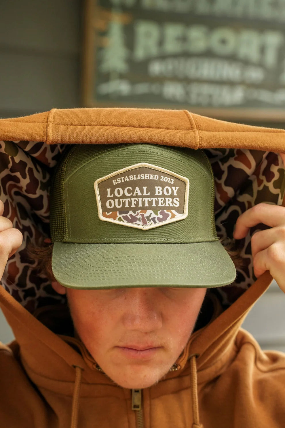 Local Boy Men's Vintage ESTD Badge 7 Panel Hat - Dark Green/Green