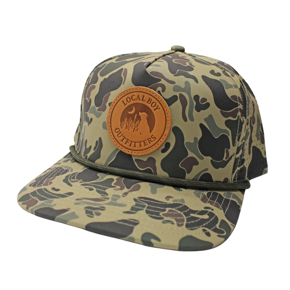 Local Boy Men's Leather Patch Perforated Rope Hat - Retro Camo
