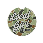 Local Girl Stacked Cursive Charm Car Coaster