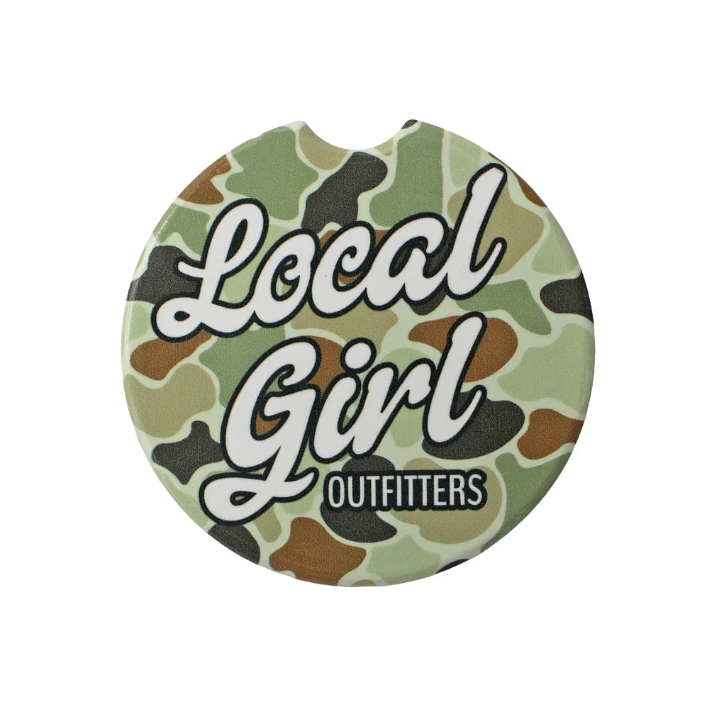 Local Girl Stacked Cursive Charm Car Coaster