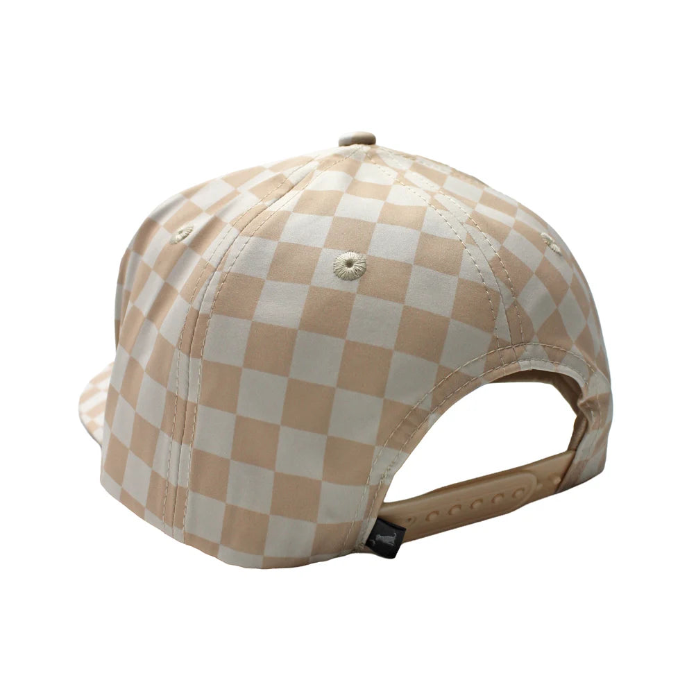 Local Girl Modern Oval Rope Hat - Khaki Checker