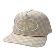 Local Girl Modern Oval Rope Hat - Khaki Checker