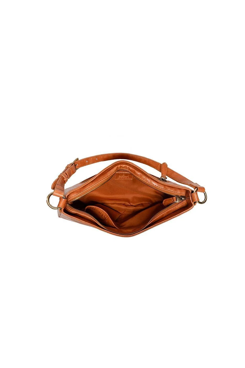 Joy Susan Erin Faux Croc Hobo Shoulder/ Crossbody - Golden Tan
