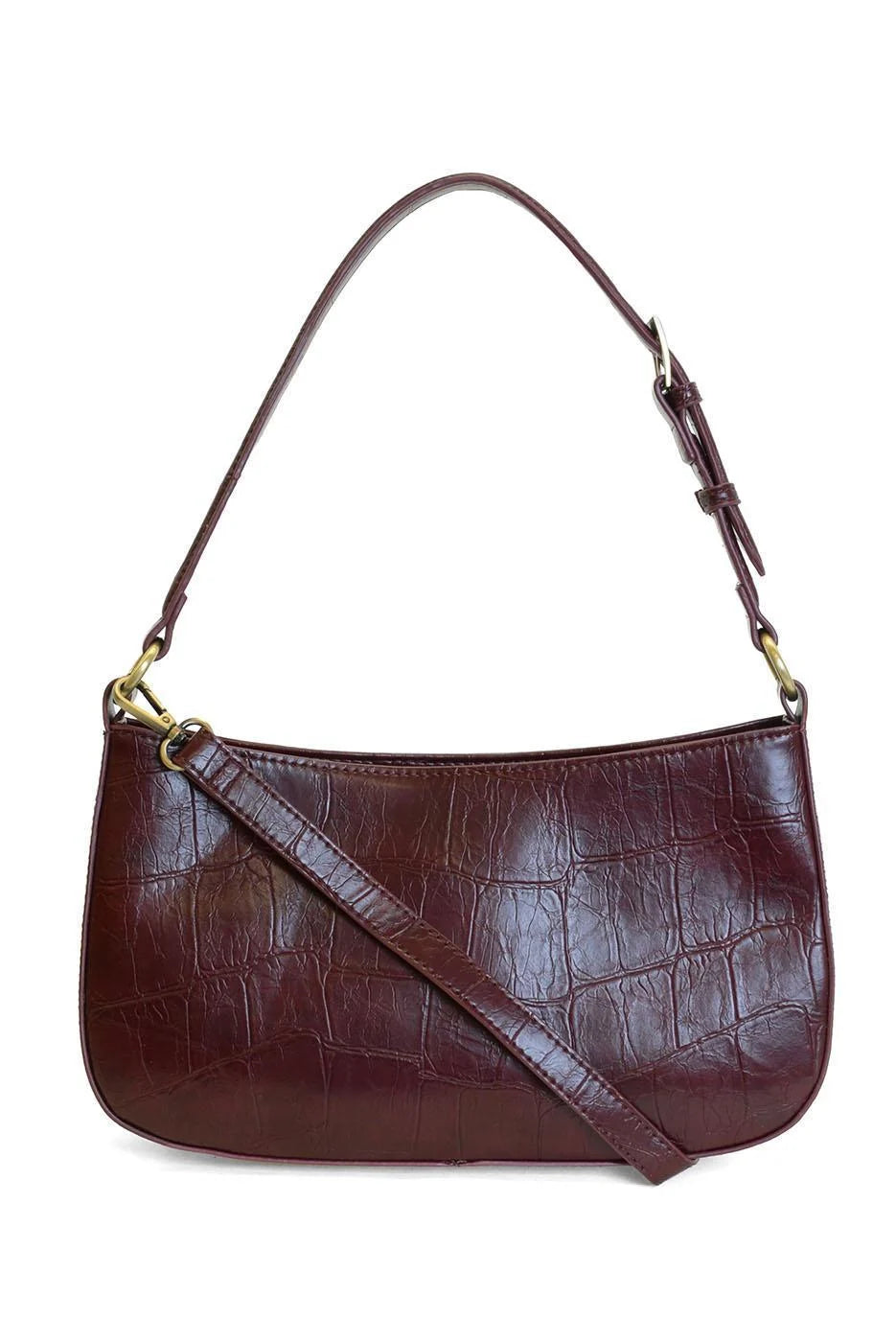 Joy Susan Erin Faux Croc Hobo Shoulder/ Crossbody - Burgundy
