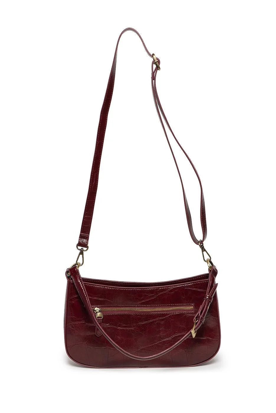 Joy Susan Erin Faux Croc Hobo Shoulder/ Crossbody - Burgundy