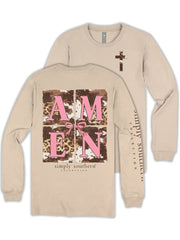 Simply Southern Women's Long Sleeve Amen T-Shirt - Linen