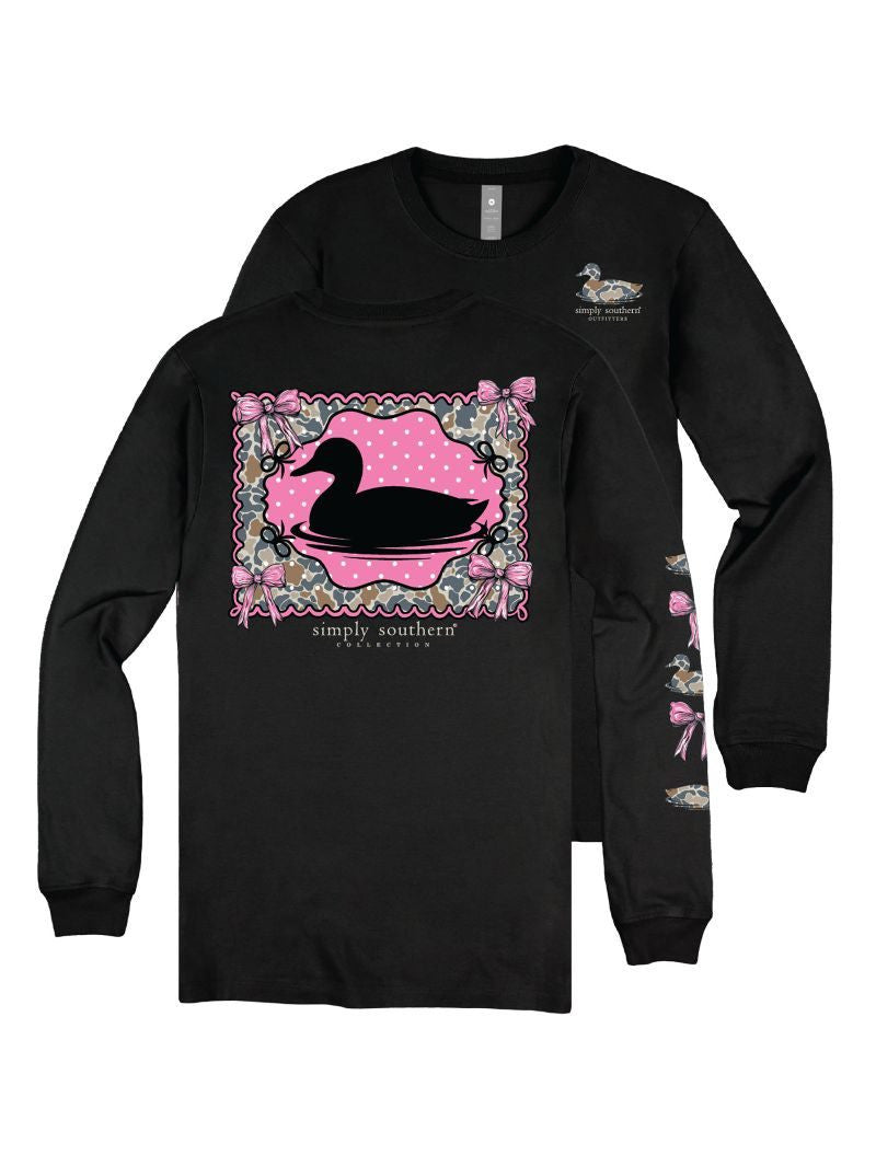 Simply Southern Women's Long Sleeve Duck T-Shirt - Black