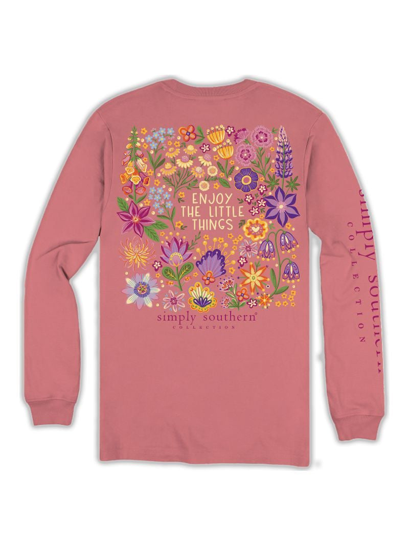 Simply Southern Women's Enjoy Long Sleeve T-Shirt - Tearose