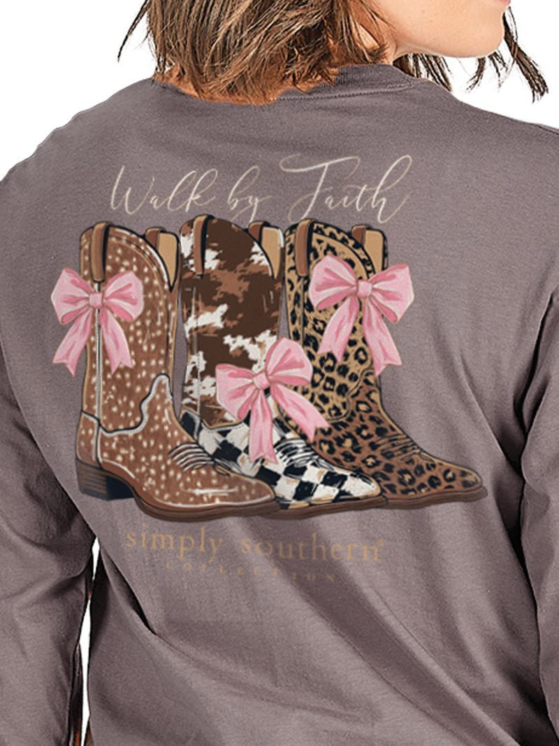 Simply Southern Women's Faith Long Sleeve T-Shirt - Driftwood