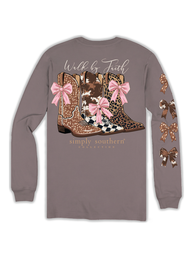 Simply Southern Youth Faith Long Sleeve T-Shirt - Driftwood