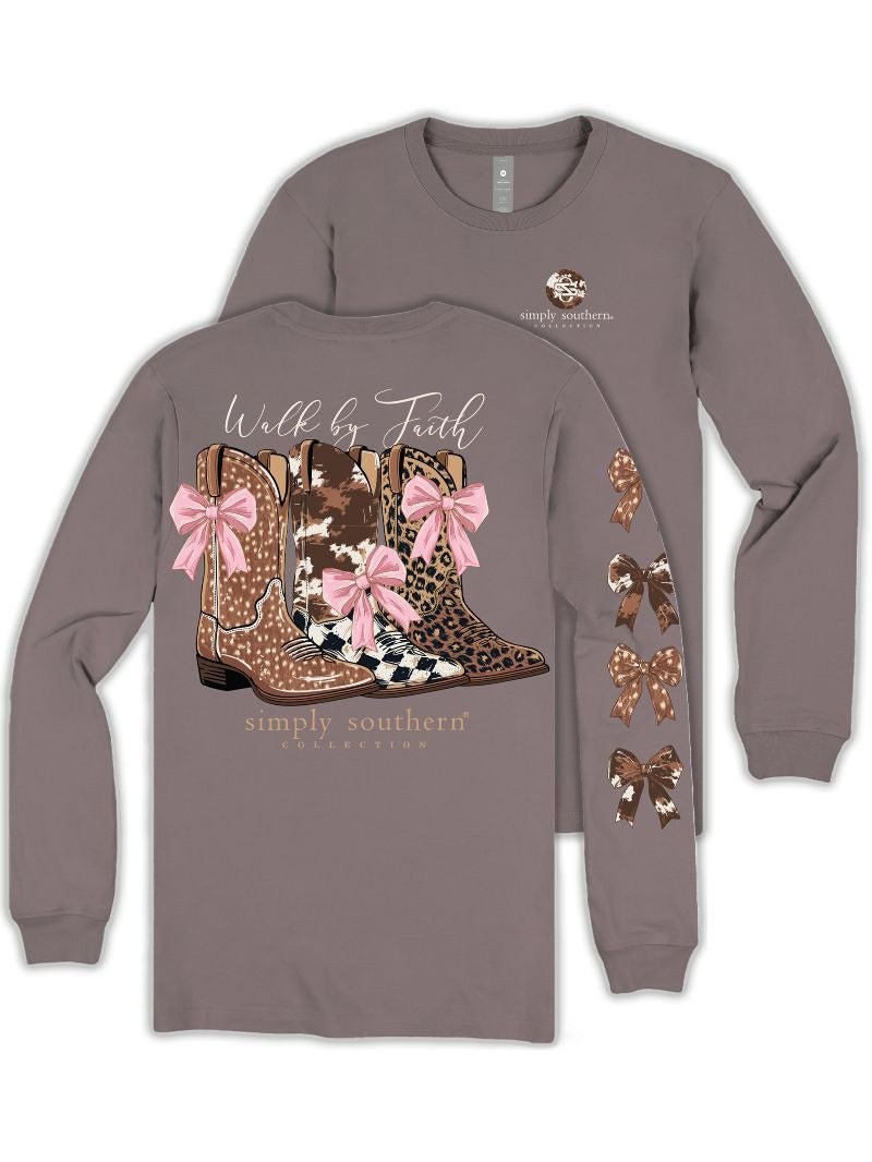 Simply Southern Youth Faith Long Sleeve T-Shirt - Driftwood