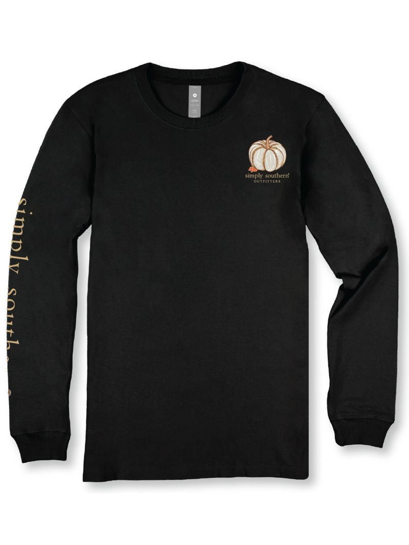 Simply Southern Youth Happy Fall Long Sleeve T-Shirt - Black
