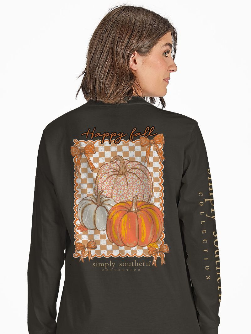 Simply Southern Women's Happy Fall Long Sleeve T-Shirt - Black