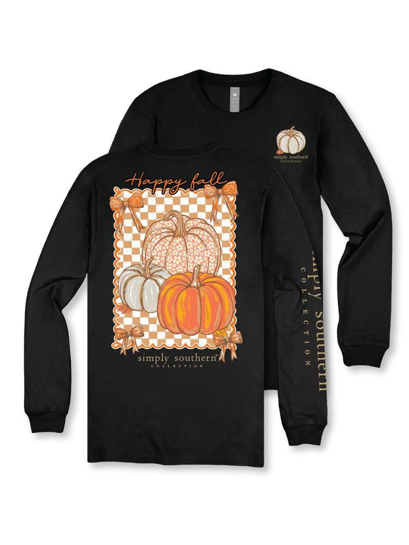 Simply Southern Youth Happy Fall Long Sleeve T-Shirt - Black