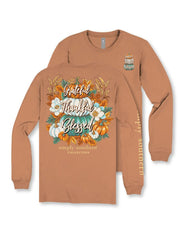 Simply Southern Women's Long Sleeve Thankful T-Shirt - Chestnut