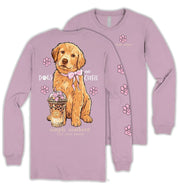 Simply Southern Women's Long Sleeve Dogs & Coffee T-Shirt - Wisteria