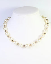 Caroline Hill Grenada Pearl Beaded Necklace Gold